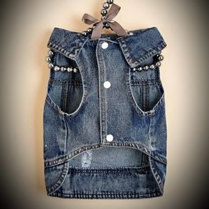 Distressed Denim Dog Vest